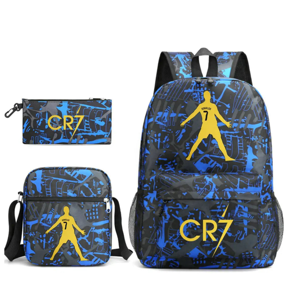 3pcs Simple Lightweight Backpacks CR7 Sports Casual Travel Outdoor Backpacks Teens Laptop Mochilas sac a dos