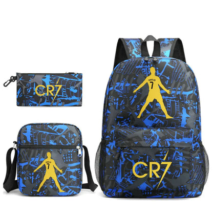3pcs Simple Lightweight Backpacks CR7 Sports Casual Travel Outdoor Backpacks Teens Laptop Mochilas sac a dos