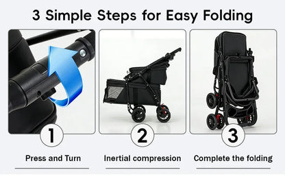 Dual‑Layer Pet Stroller Foldable Travel Dog Cat Cart Breathable Mesh Wagon with Cup Holder Storage Bag for Small Animals