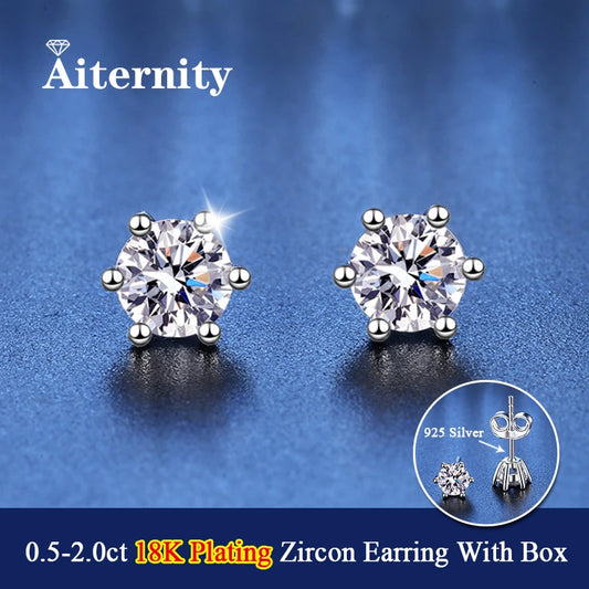 18K Plating Earrings S925 Sterling Silver D Color VVS1 Zircon Earring Stud for Women As Shinning As Diamond Wedding  Jewelry