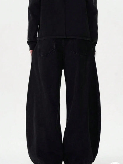 High Streets Spring Summer Men's Jeans American Baggy Wide Leg Curved Knife Denim Pants Loose Solid Color Male Trendy Trousers