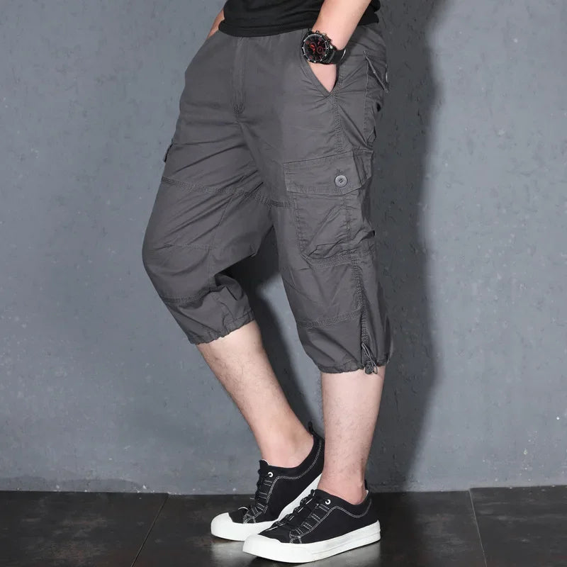MRMT 2026 Brand Mens Capri Pants with Multiple Pockets Cargo Pants Casual Middle-aged Men Shorts Pant for Male Man Cropped Pants