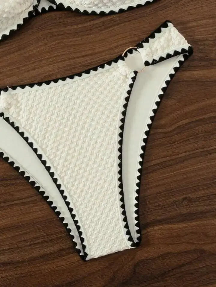 Sexy Bikini Set Shell Edge Hanging Neck Strap Trendy Cross Border Divide System Band Chinese Brand Women's Swimwear
