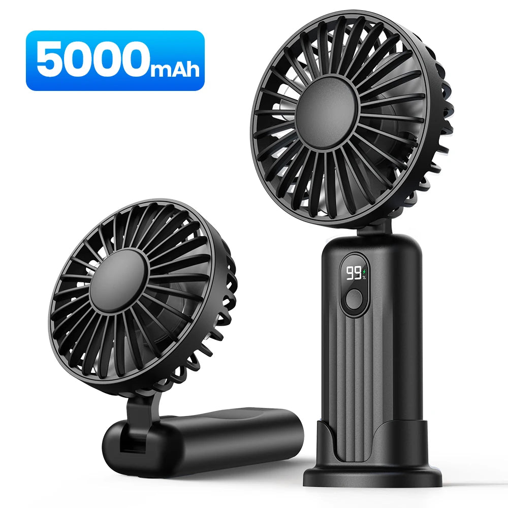 TOPK Portable Mini Fan,2400mAh USB Rechargeable Hand Neck Fan 3in1 Personal Electric Fan Standing Fans for Room Camping Foldable
