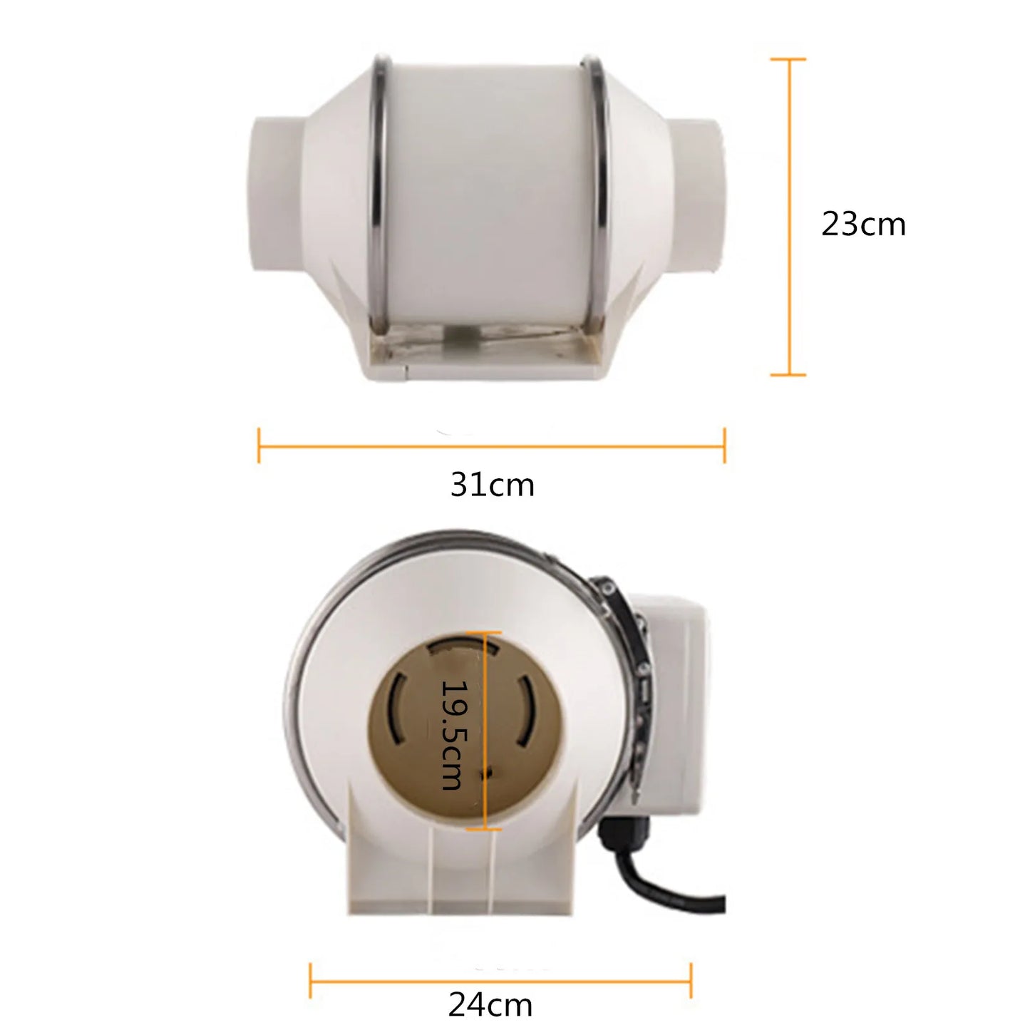 220V Exhaust Fan Silent Duct Ventilation Fan 2600RPM Duct Fan Pipe Extractor for Kitchen Bathroom Toilet (HF-100/HF-150/HF-200)