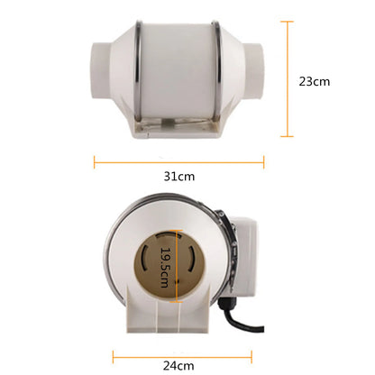 220V Exhaust Fan Silent Duct Ventilation Fan 2600RPM Duct Fan Pipe Extractor for Kitchen Bathroom Toilet (HF-100/HF-150/HF-200)