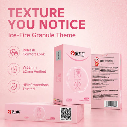 Hot & Cool Sensation Condoms 520 Bouncing Dots Natural Latex Lubricated 10pcs-50pcs Men Extra Stimulation Silky Touch Beilile