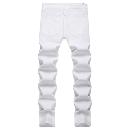 Men Classic Pure Black Jeans All Match Stretch Denim Pants Casual Plus Size Slim Straight Trousers