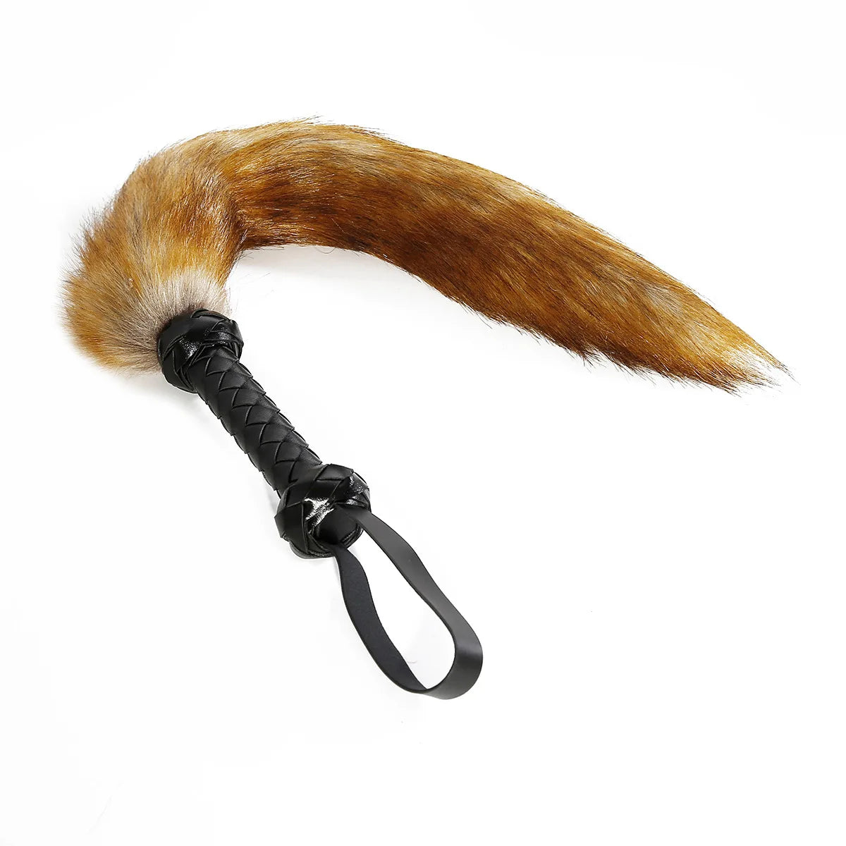 BDSM Faux Fox Tail Whip with Handle, Cosplay Tail Flogger, Bondage Paddle, Pet Play Roleplay, Fetish Costume Accessory, SM Adult