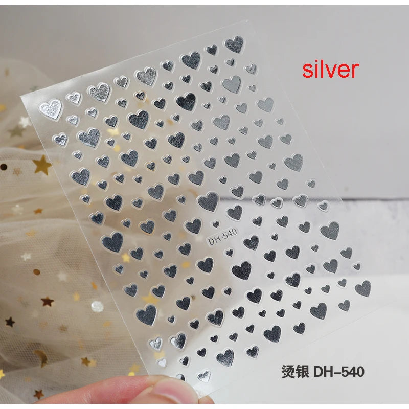 3d Nail Art Stickers Red Black White Love Hearts Stars Clouds French Full Tips Adhesive Nail Decals Slider For Manicure