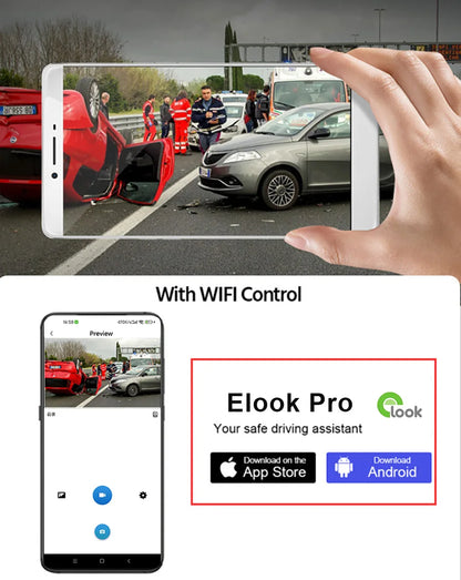 E-ACE 2K Car DVR WIFI GPS Stream Media Mirror Optional 1080P Car Video Camera Night Vision Loop Recording 24H Parking Black Box