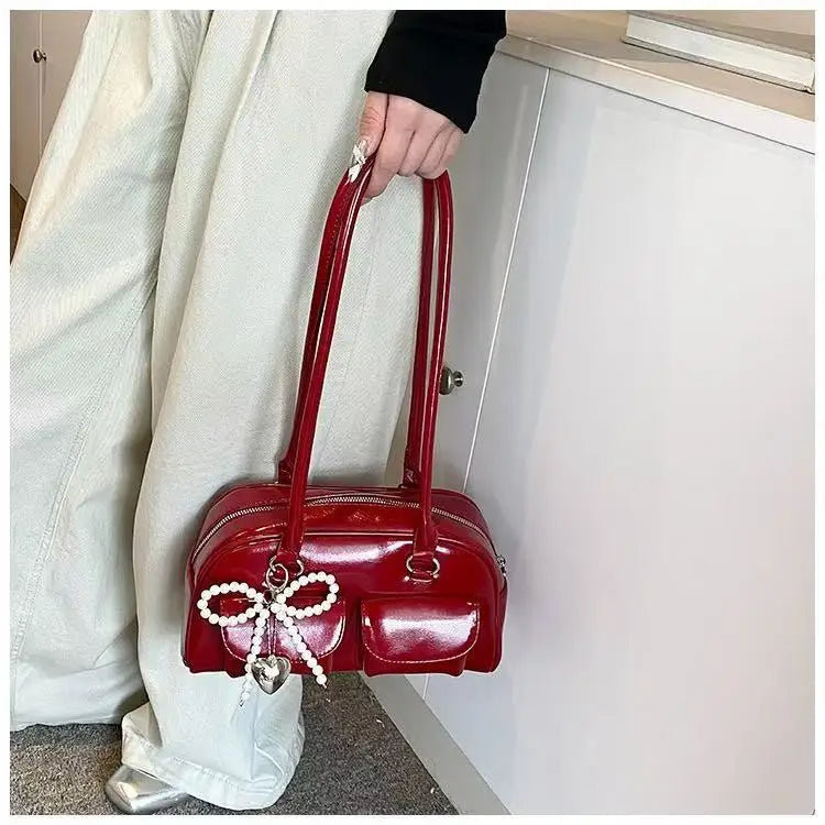 Fashionable Underarm Bow Bag for Women 2024 Korean Edition New Simple Leisure Pillow Bag Trendy Versatile Shoulder Bag
