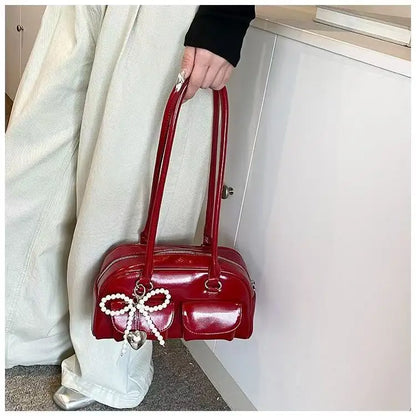 Fashionable Underarm Bow Bag for Women 2024 Korean Edition New Simple Leisure Pillow Bag Trendy Versatile Shoulder Bag