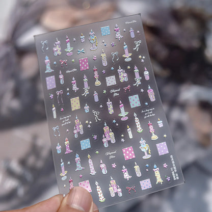 5D Summer Ocean Nail Stickers Seaside Vacation Colorful Fish Bubble Starfish Little Octopus Nail Decal Fresh Sea Manicure Decor