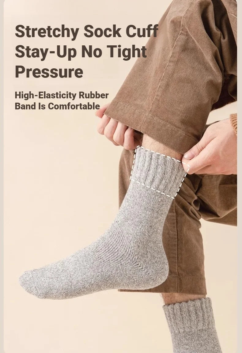 CHUANGERM 3 Pairs Men's Winter Thermal Socks Thick Warm Snow‑Proof Casual Outdoor Daily Wear Soft Comfort Meias Masculinas