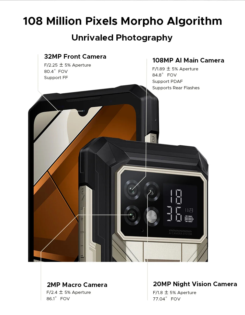 DOOGEE S200 Max 5G Rugged Phone 1.32" Rear Display Dual light Flashlight 22000mAh Battery 66W 6.72” 120Hz 16GB 512GB Smartphone