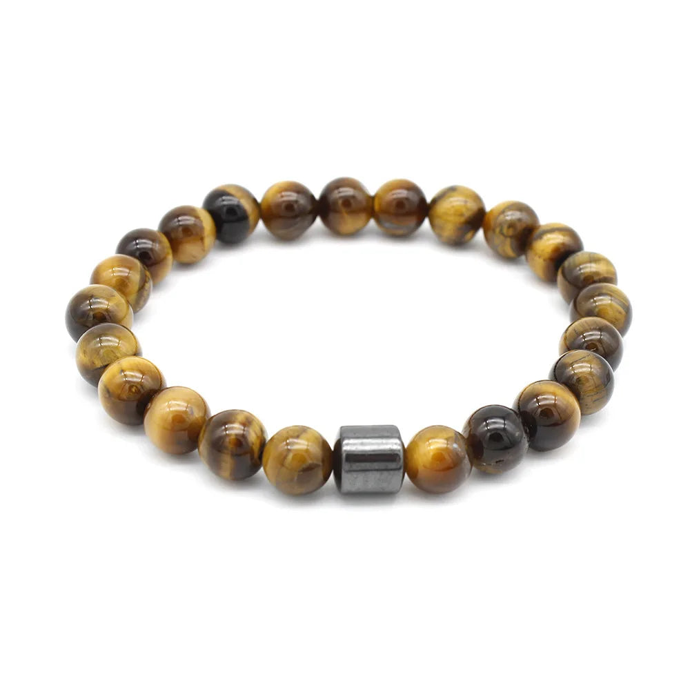 Tiger Eyes Natural Stone Beads Handmade Men Magnetic Hematite Accessory Bracelets for Boyfriend Father Gift