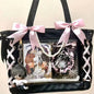 Japanese Sweet Women Ribbon Ita Bag Cute Lolita Girl Transparent Handbags Fashion Large Capacity Tote Bag Aesthetic Shoulder Bag