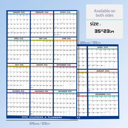 NEW Large Wall Calendar Dry Erase 12 Month Wall Annual Calendar 2026 Yearly Schedule Organizer For Indoor Home Fridge Office