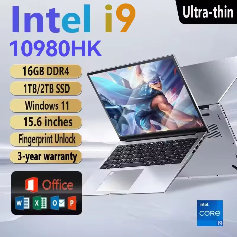 15.6' Windows 11 Pro Laptops Intel Core I9-10980HK 16GB RAM 1TB SSD Office Gamer Study Notebook Computer PC