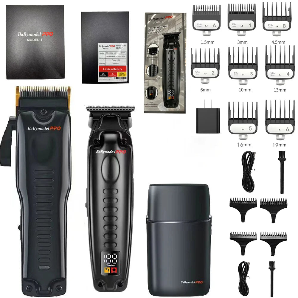 7500RPM Babymodel PRO Men's Professional Barber Shop Hair Salon Hair Clipper Trimmer Shaver Set Powerful Motor DLC Alloy Blade