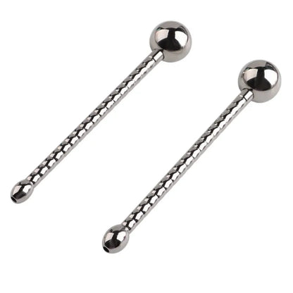 Hollow Metal Urethral Probe Spiral Textured Penis Plug with Smooth Ball Tips Intimate Male Release Stimulation Toy
