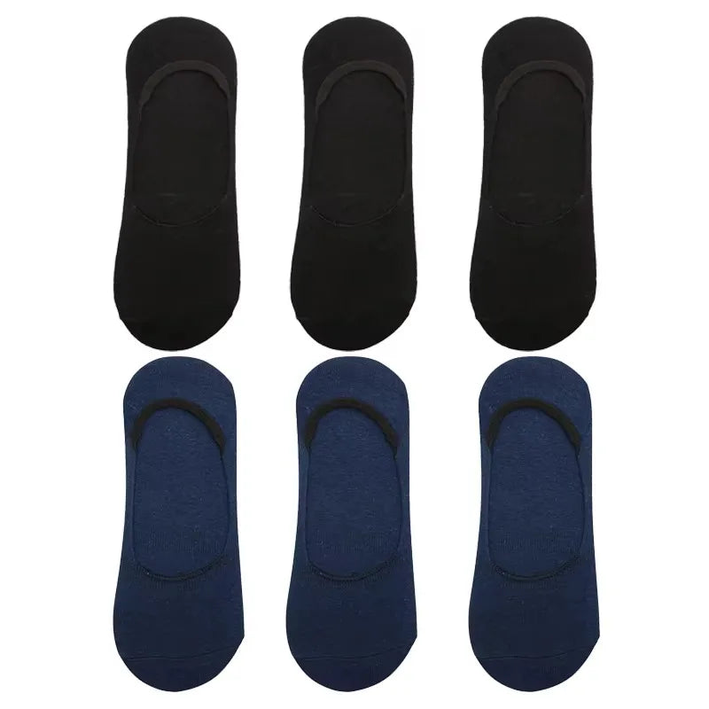 6 Pairs/Lot Men's Bamboo Breathable Invisible Socks Low Cut Casual Cotton Boat Non-Slip No Show High Quality Sock
