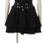Japanese Sweet Lolita Style Mini Skirt Women Retro Elegant Lace Bandage Party Cake Skirts Female Gothic Y2k Metal Buckle Skirts