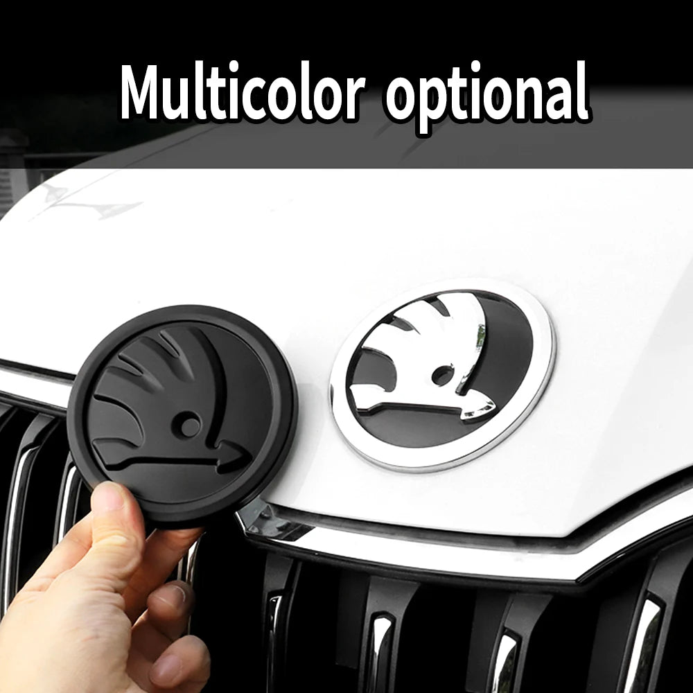 80/90/100mm Car Front Grille Hood Emblem Rear Trunk Badge Sticker For Skoda S Logo Octavia Fabia Superb Kamiq Kodiaq VRS Rapid