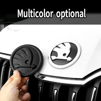 80/90/100mm Car Front Grille Hood Emblem Rear Trunk Badge Sticker For Skoda S Logo Octavia Fabia Superb Kamiq Kodiaq VRS Rapid