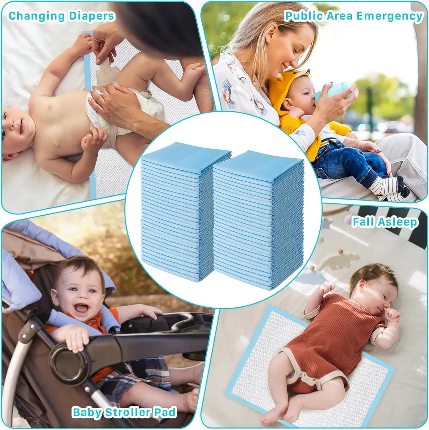 20-100Pcs Disposable Changing Pad High Absorbent Diaper Changing Pads Waterproof Leak Proof Baby Disposable Underpads for Baby