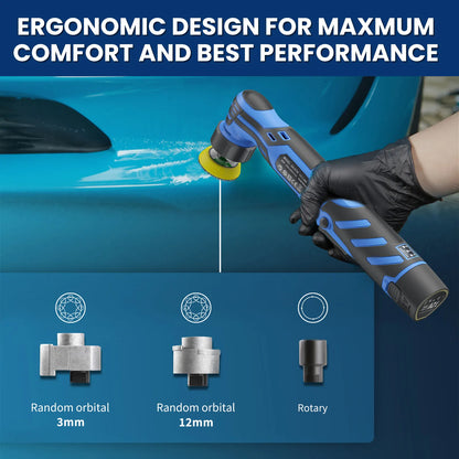 Cordless 12V Mini Car Polisher Wireless Auto Waxing Buffing Machine with 1/2/3 Inch Polishing Pads Kit for Car Detailing