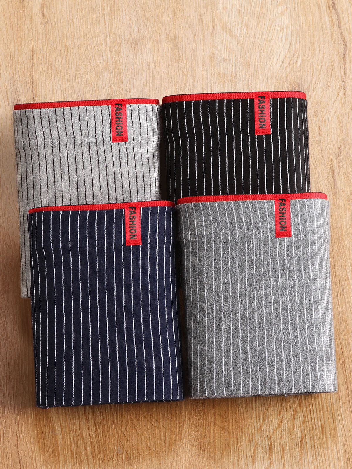 Men's Underwear 4 Pairs of Panties, Stylish Men's Boxers Are Breathable and Comfortable, Striped Trendy Briefs Plus Size Boxers
