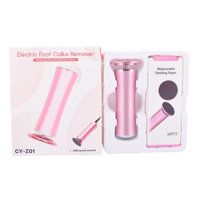 Electric Foot File Callus Remover Pedicure Machine with 60 Replacement Sandpaper Disks Adjustable Speed Aluminum Foot Care Tool