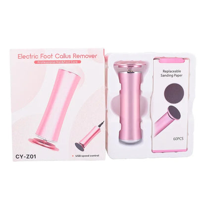 Electric Foot File Callus Remover Pedicure Machine with 60 Replacement Sandpaper Disks Adjustable Speed Aluminum Foot Care Tool