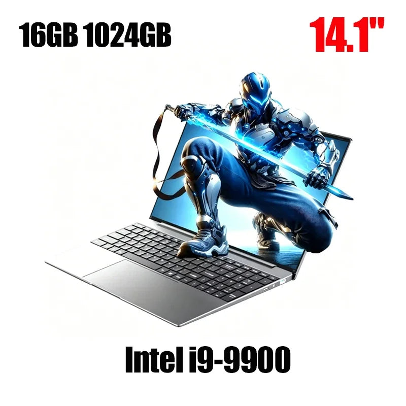 14.1" Gaming Laptop Intel Core I9-9900 32GB+2TB Windows 11 1920x1080 HD Backlit Keyboard Ultra Slim Notebook Computer Office PC