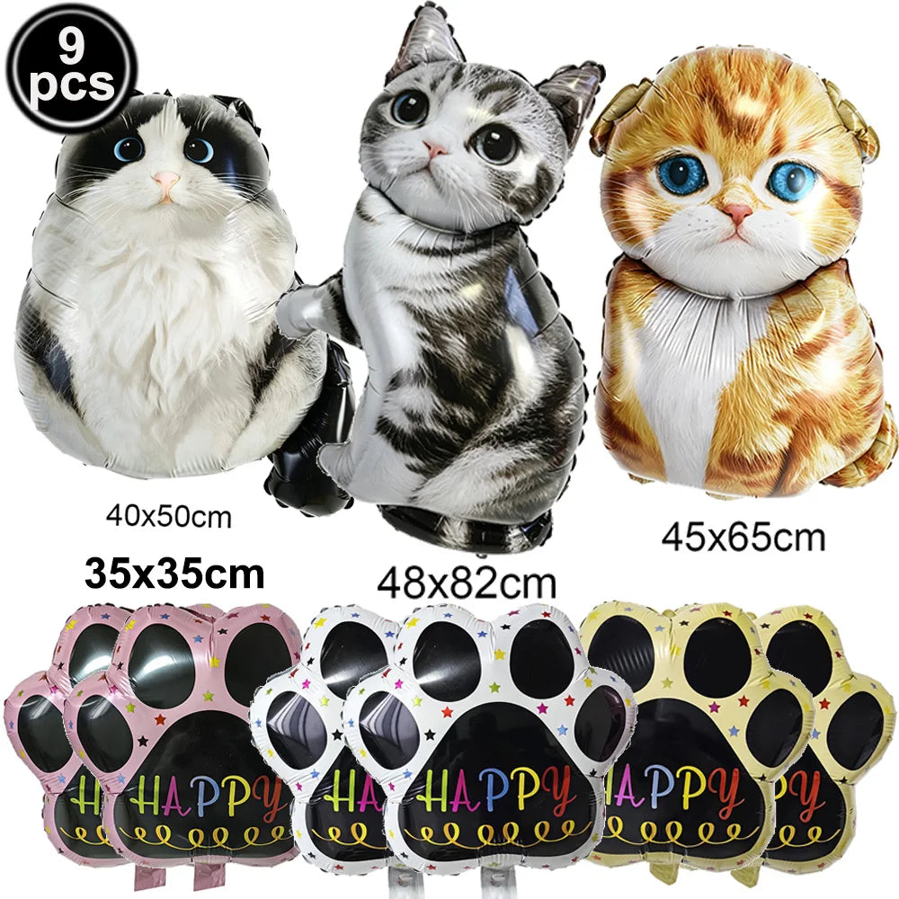 Cat Party Paper Plates Cups Napkins Party Supplies Cat Face Happy Birthday Banner Tablecloth for Cat Themed Birthday Party Decor