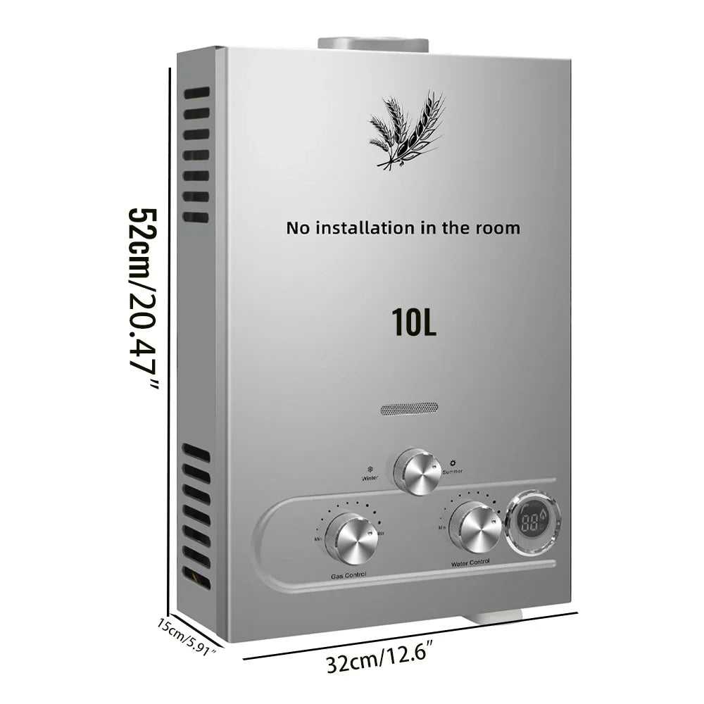 SIHAO 6L/8L/10L/12L/16L/18L LPG Water Heater, On-Demand Instant Hot Water System for Propane & Butane Gas, Tankless Home Use Boiler