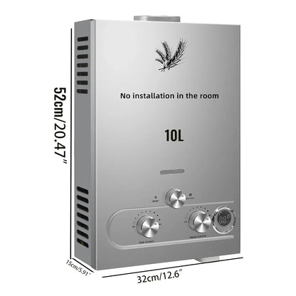 SIHAO 6L/8L/10L/12L/16L/18L LPG Water Heater, On-Demand Instant Hot Water System for Propane & Butane Gas, Tankless Home Use Boiler