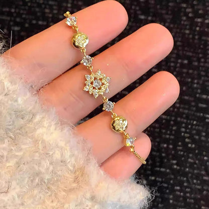Zinc Alloy Bracelet Sparkling Zircon Flower Bracelet Handmade Bracelet Alloy For Daily Wear Fashion Accessory Party