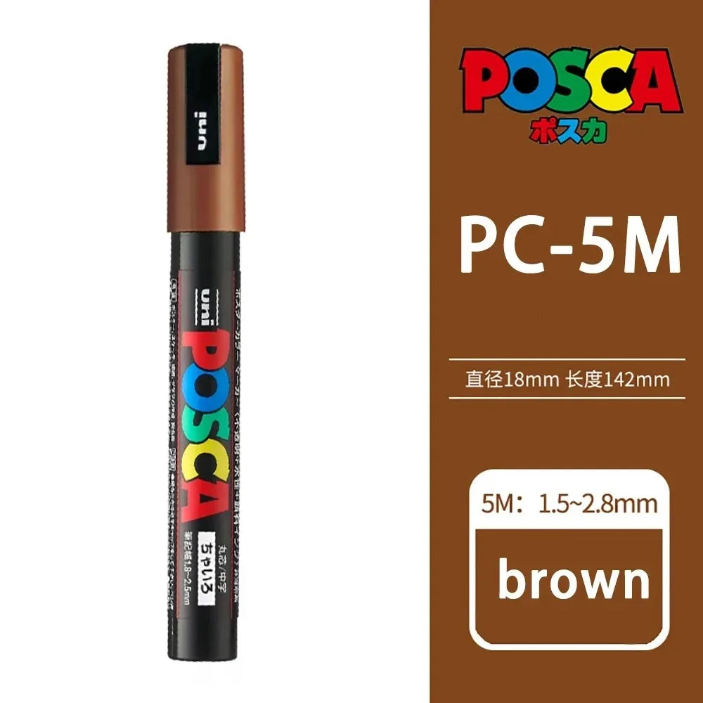 1pcs Japan UNI POSCA Markers PC-1M/3M/5M Acrylic Graffiti Pen Waterproof DIY Stackable Color Art Painting School Supplies