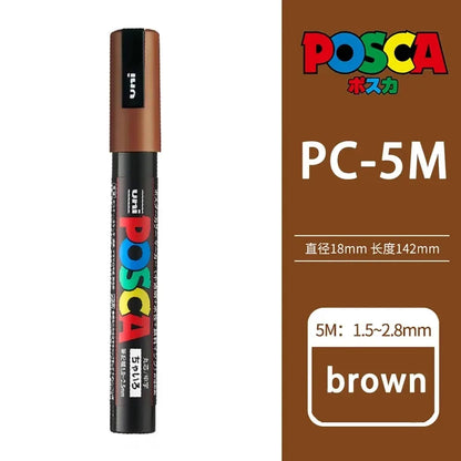 1pcs Japan UNI POSCA Markers PC-1M/3M/5M Acrylic Graffiti Pen Waterproof DIY Stackable Color Art Painting School Supplies