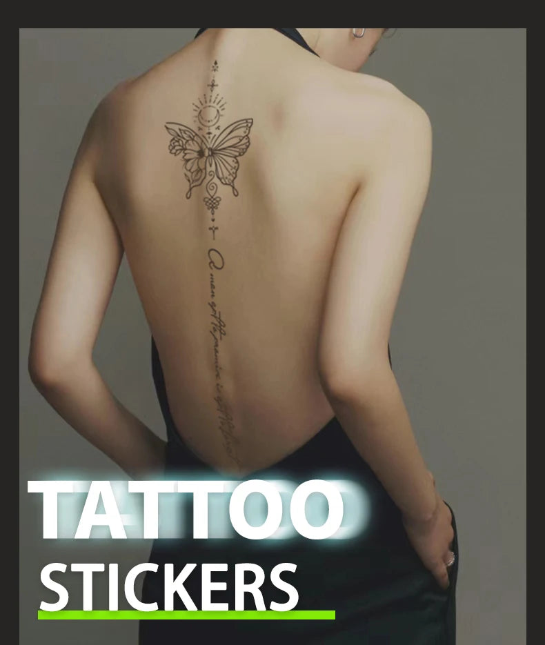One Butterfly Spine Waterproof Temporary Tattoo, Lasting 1-2 Weeks, Semi-Permanent Tattoo Color, Realistic Fake Tattoo