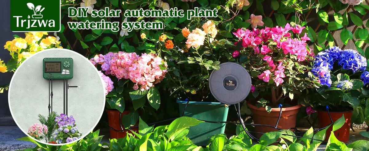 Solar Irrigation Equipment Greenhouse Irrigation Drip Irrigation Kit with 15M Hose for Potted Plants with Automatic Timer