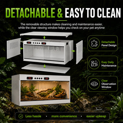 PVC Reptile Enclosure with Tempered Glass, Stackable Bearded Dragon Tank – Heavy Duty Terrarium for Amphibians, Reptilians, Arachnids