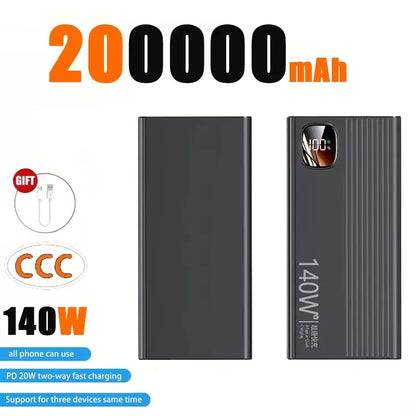 Lenovo 500000mAh Power Bank 140W Super Fast Charging Powerbank Portable External Battery Charger For Xiaomi iPhone 2027New