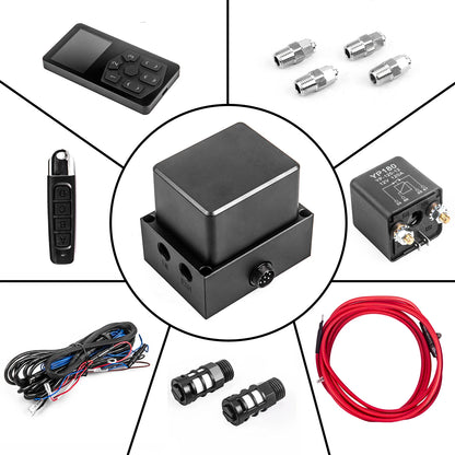 Universal 2-mode Controlled Air Suspension System 3 Preset Memory,Real-Time PSI Monitoring&Auto-Leveling for Truck/SUV/CustomCar