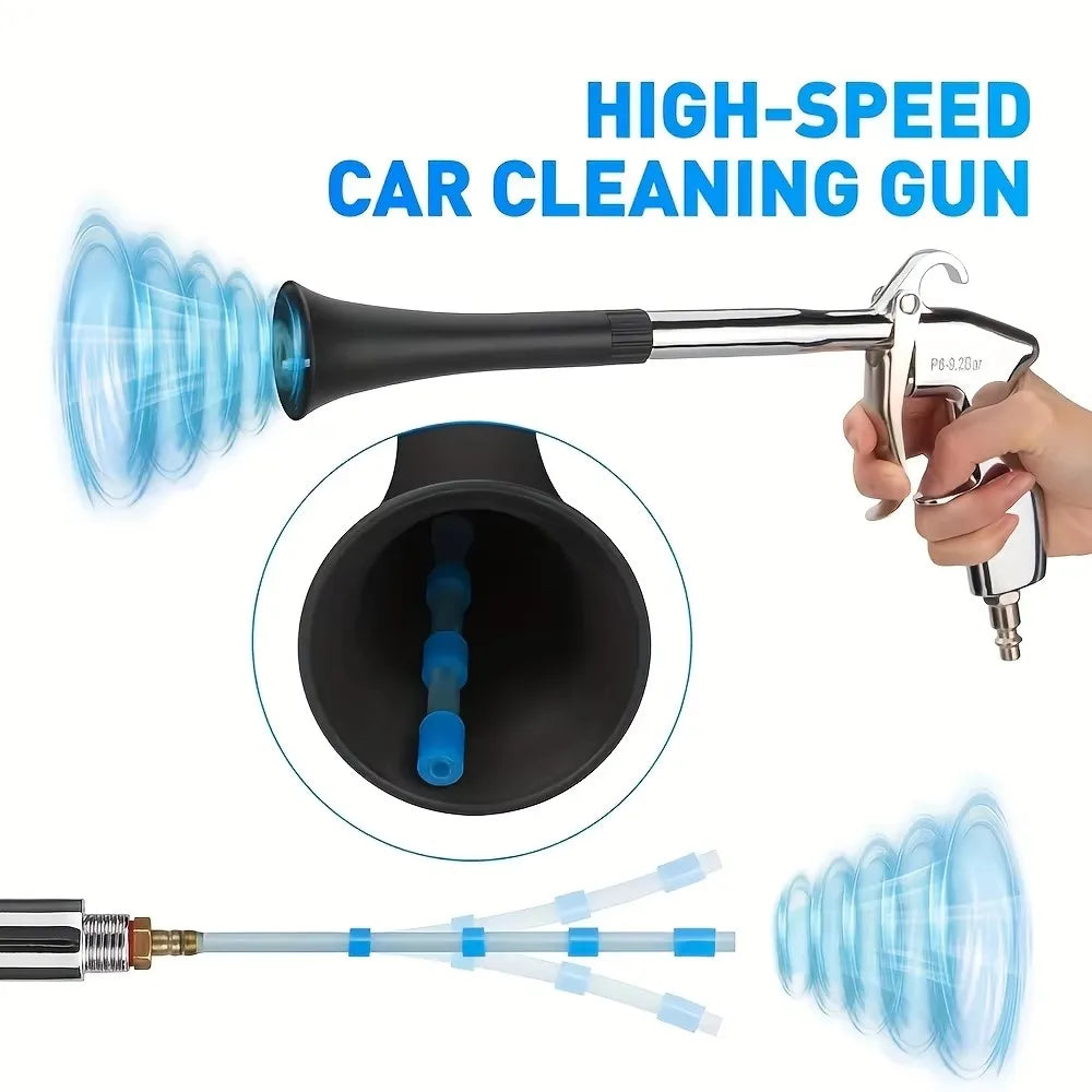 Car Cleaning Gun, High Pressure Air Blow Gun, High-Pressure 1/4 Inch Dry Blow Cleaning Tool, Uncharged Interior Spraying Washer