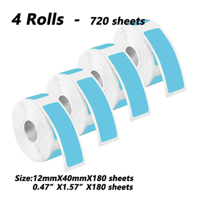 4 Rolls for Phomemo Adhesive Label for D30 Portable Thermal Label Maker, 0.47 X 1.57 In (12 X 40 mm) 180 Label/Roll Color P11 P1