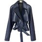 YOLOAgain Vintage Grain Leather Jacket Women Real Leather Sheepskin Jacket With Belt